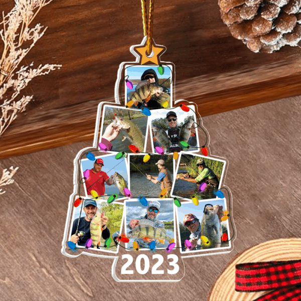 Custom Photo Christmas Tree Fishing - Personalized Acrylic Photo Ornament - Image 2