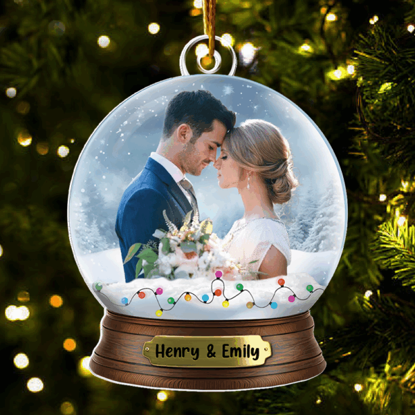 Custom Photo Couples Personalized Acrylic Globe Ornament Gift For Couple - Image 2