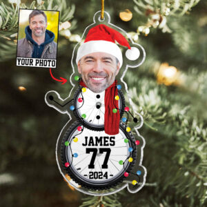Custom Photo Cycling Snowman Ornament - Gifts For Players, Team, Boys - Personalized Acrylic Ornament