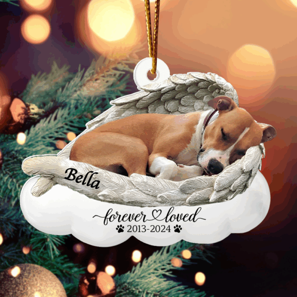 Custom Photo Dog Ornament Sleeping Pet Within Angel Wings - Personalized Acrylic Ornament - Image 3
