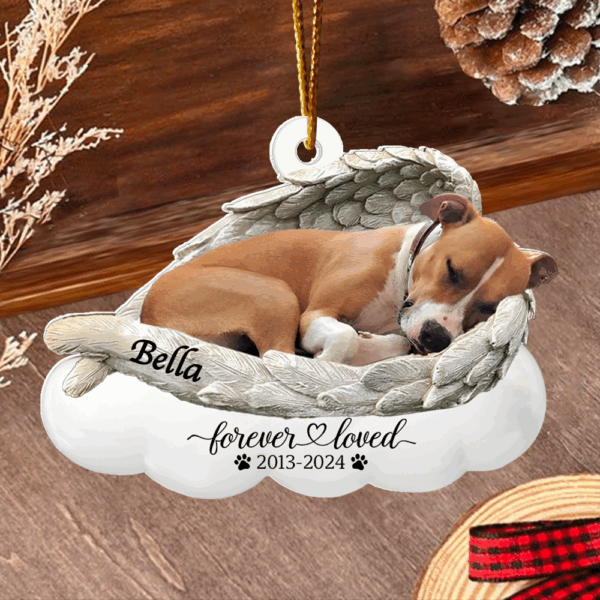 Custom Photo Dog Ornament Sleeping Pet Within Angel Wings - Personalized Acrylic Ornament - Image 4