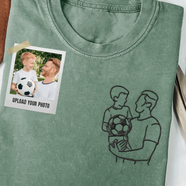 Custom Photo Embroidered Shirt for Dad, Father's Day Tshirt, Personalized Dad Portrait Shirt, Fathers Day Gifts, Dad Birthday Gifts, Gift for Husband - Image 4