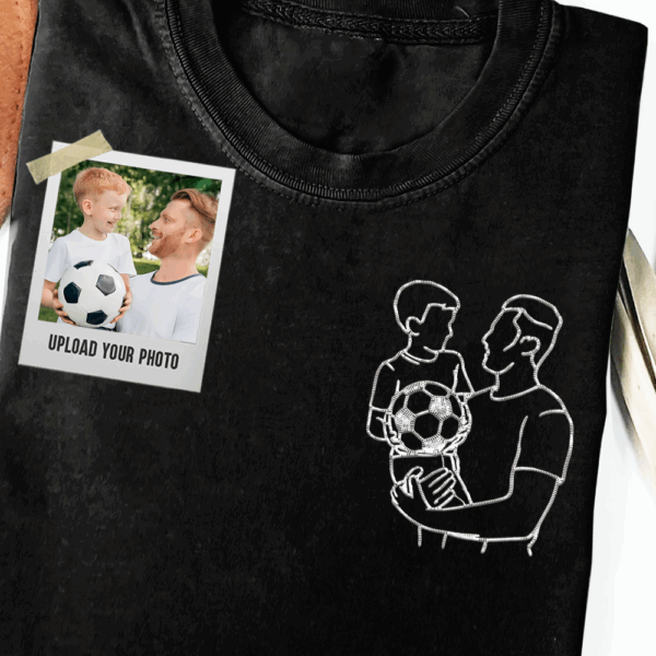 Custom Photo Embroidered Shirt for Dad, Father's Day Tshirt, Personalized Dad Portrait Shirt, Fathers Day Gifts, Dad Birthday Gifts, Gift for Husband - Image 2