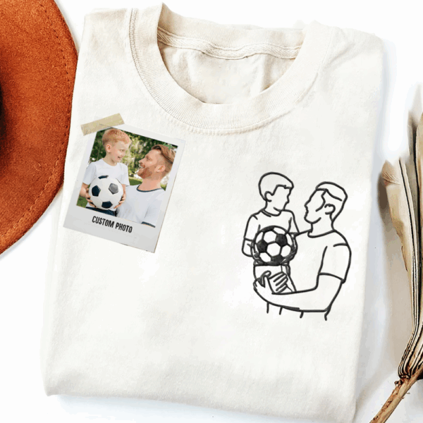 Custom Photo Embroidered Shirt for Dad, Father's Day Tshirt, Personalized Dad Portrait Shirt, Fathers Day Gifts, Dad Birthday Gifts, Gift for Husband - Image 3