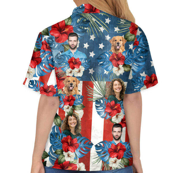 Custom Photo Face American Flag Tropical Vibes Hawaiian Shirt - Image 6