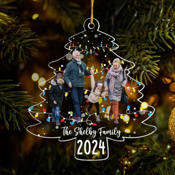 Custom Photo Family Christmas Tree Lights - Personalized Acrylic Family Photo Ornament - Image 2