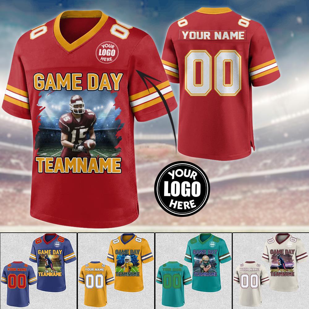 Custom Photo Football Game Day Football Jersey Gift For Football Lovers - Personalized Gift For Football Player Vr2