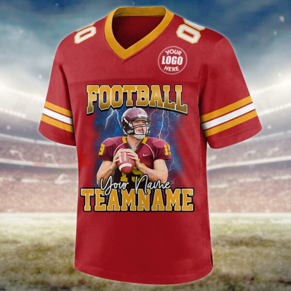 Custom Photo Football Game Day Football Jersey Gift For Football Lovers - Personalized Gift For Football Player Vr3 - Image 3