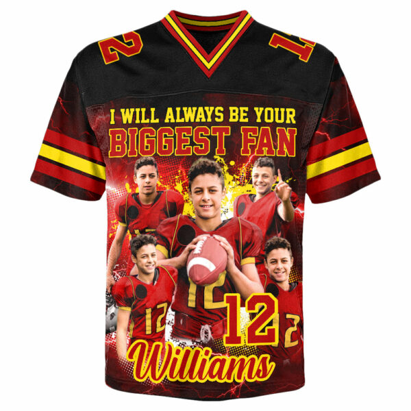 Custom Photo Football Jersey I Will Always Be Your Biggest Fan Game Day Shirt For Football Mom Dad Family H2511 - Image 4