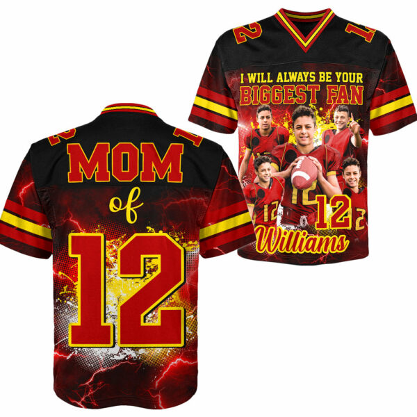 Custom Photo Football Jersey I Will Always Be Your Biggest Fan Game Day Shirt For Football Mom Dad Family H2511 - Image 2