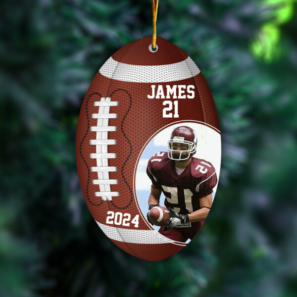 Custom Photo Football Player Ornament - Personalized Acrylic Photo Ornament - Image 3
