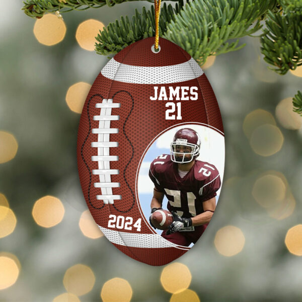 Custom Photo Football Player Ornament - Personalized Acrylic Photo Ornament - Image 2