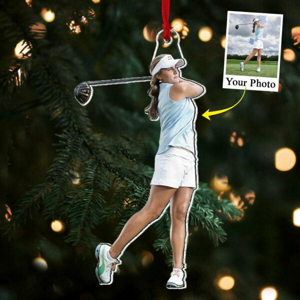 Custom Photo Golf Player - Personalized Acrylic Family Photo Ornament Gift Golf Lovers - Image 2
