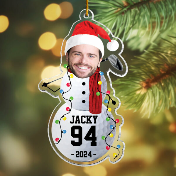 Custom Photo Golf Snowman Ornament - Gifts For Players, Team, Boys - Personalized Acrylic Ornament - Image 5