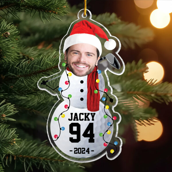 Custom Photo Golf Snowman Ornament - Gifts For Players, Team, Boys - Personalized Acrylic Ornament - Image 3