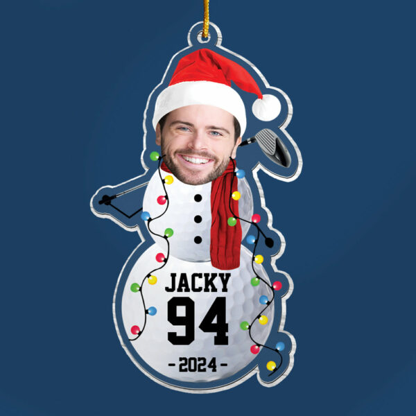 Custom Photo Golf Snowman Ornament - Gifts For Players, Team, Boys - Personalized Acrylic Ornament - Image 4