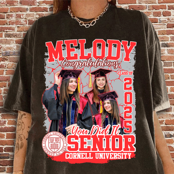 Custom Photo Graduation Shirt, Congratulation You Did It Shirt For Senior Graduate, Personalized Bootleg Tee, Retro Class Of 2025 Grad Shirt - Image 2