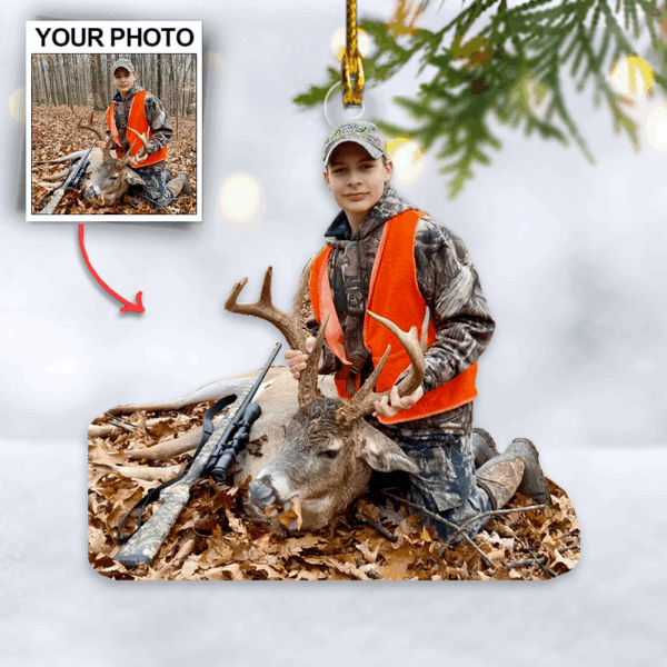 Custom Photo Hunting Ornament Gift For Hunting Lovers - Gift For Hunter - Personalized Upload Photo Hunter - Image 3