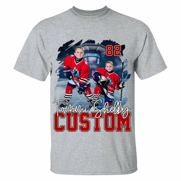 Custom Photo Ice Hockey Player And Team Name Shirt - Personalized Photo Sports Shirt - Image 2