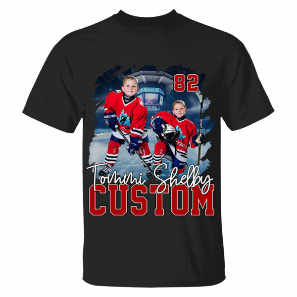 Custom Photo Ice Hockey Player And Team Name Shirt - Personalized Photo Sports Shirt - Image 4