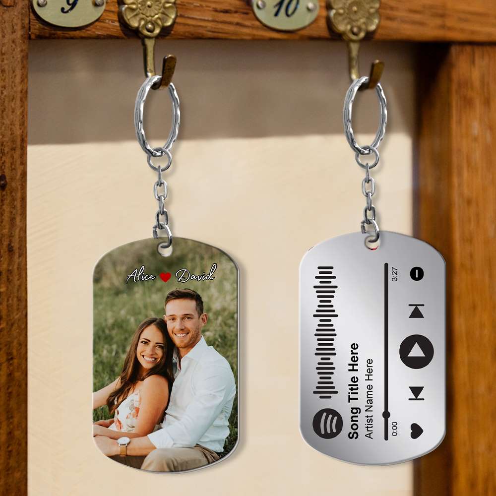 Custom Photo keychain Personalize Song Keychain, Girlfriend Keychain, Unique Gift For Her, Couple Gift