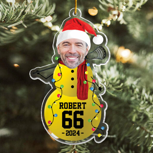 Custom Photo Lacrosse Snowman Ornament - Gifts For Players, Team, Boys - Personalized Acrylic Ornament - Image 2