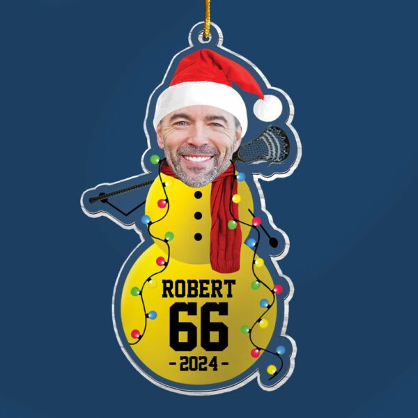 Custom Photo Lacrosse Snowman Ornament - Gifts For Players, Team, Boys - Personalized Acrylic Ornament - Image 4