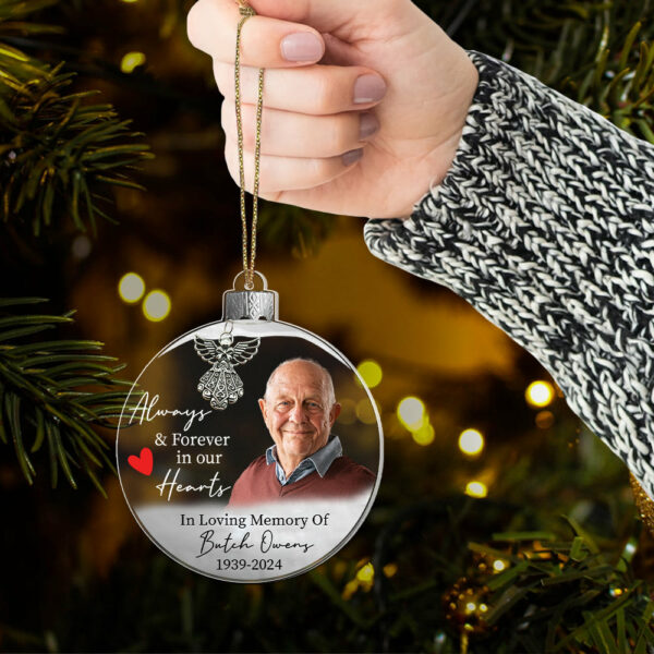 Custom Photo Memorial Ornament, Dad Remembrance Ceramic Ornament, Memorial Day Acrylic Ornament, Dad Loss Ornament, Funeral Ornaments - Image 6