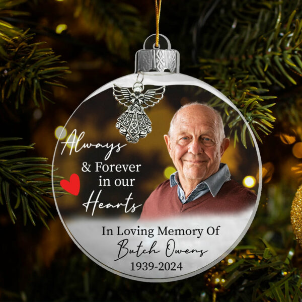 Custom Photo Memorial Ornament, Dad Remembrance Ceramic Ornament, Memorial Day Acrylic Ornament, Dad Loss Ornament, Funeral Ornaments - Image 2
