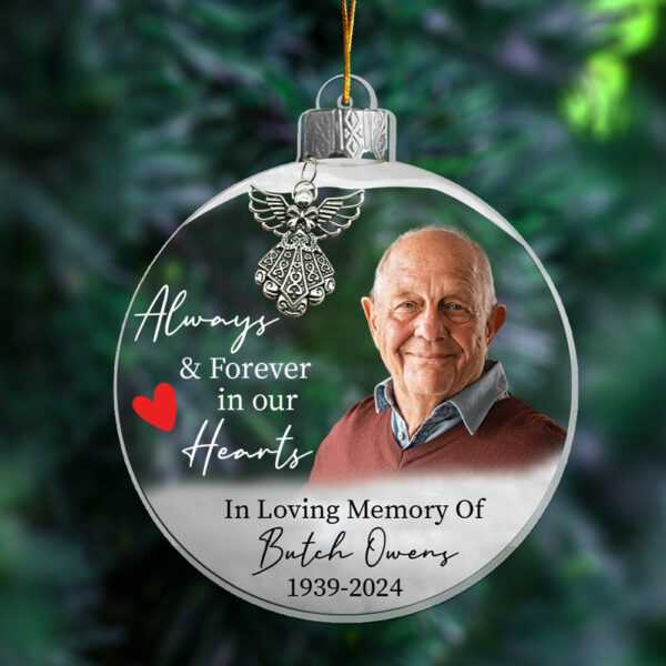 Custom Photo Memorial Ornament, Dad Remembrance Ceramic Ornament, Memorial Day Acrylic Ornament, Dad Loss Ornament, Funeral Ornaments - Image 4