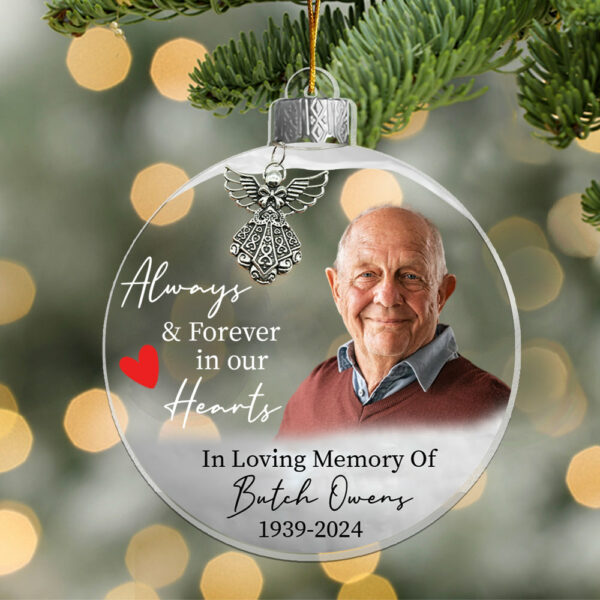 Custom Photo Memorial Ornament, Dad Remembrance Ceramic Ornament, Memorial Day Acrylic Ornament, Dad Loss Ornament, Funeral Ornaments - Image 3