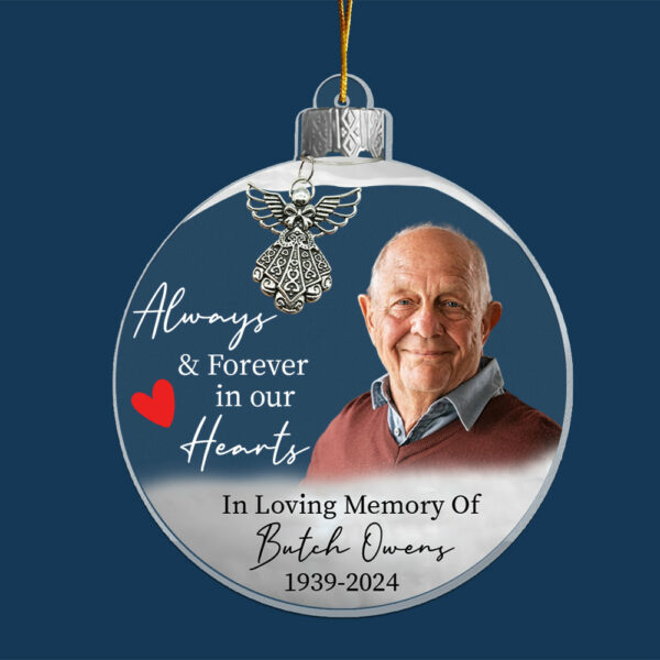 Custom Photo Memorial Ornament, Dad Remembrance Ceramic Ornament, Memorial Day Acrylic Ornament, Dad Loss Ornament, Funeral Ornaments - Image 5
