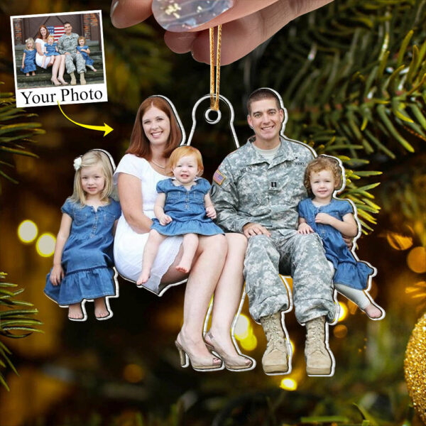 Custom Photo Military Acrylic Ornament Gift For Military Family - Image 2