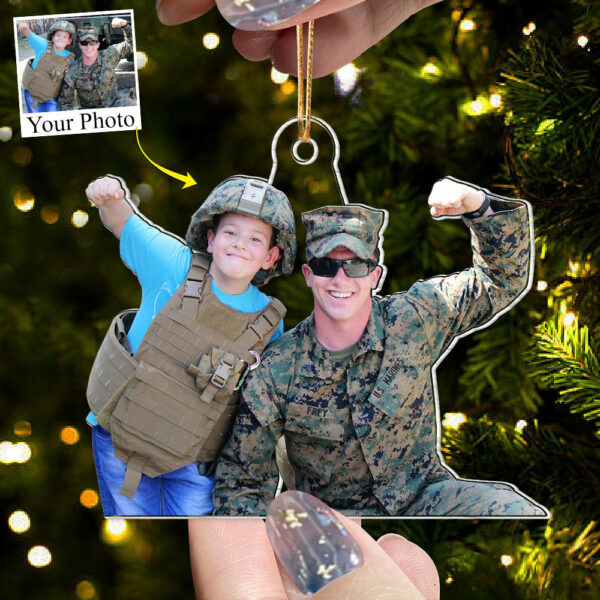Custom Photo Military Acrylic Ornament Gift For Military Family - Image 3