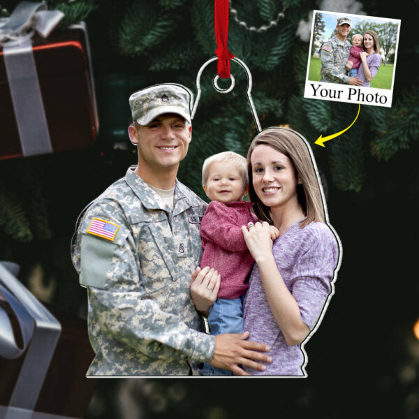 Custom Photo Military Acrylic Ornament Gift For Military Family - Image 5