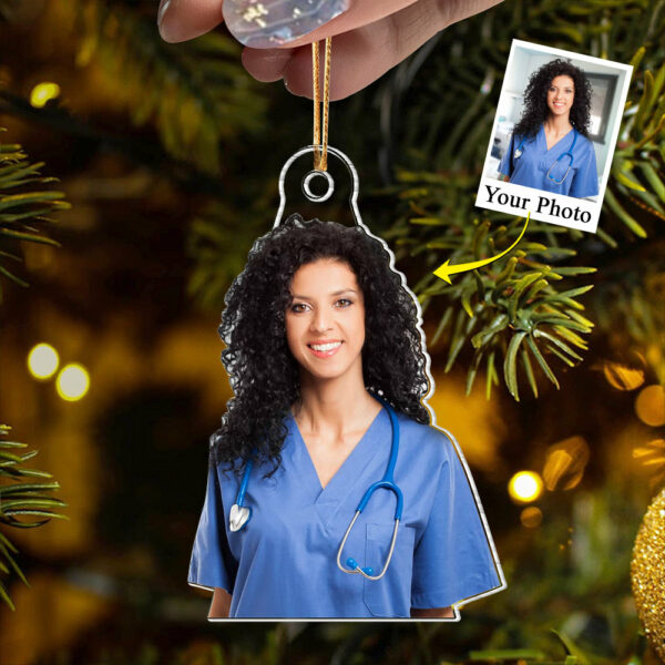 Custom Photo Nurse Acrylic Ornament Gift - Image 3