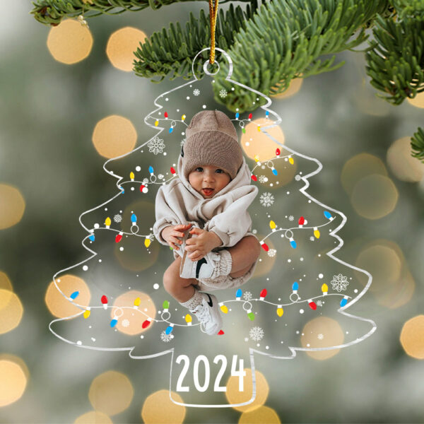 Custom Photo On Christmas Tree Lights - Personalized Acrylic Family Photo Ornament - Image 3