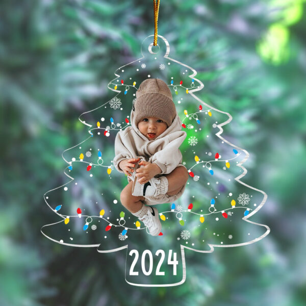 Custom Photo On Christmas Tree Lights - Personalized Acrylic Family Photo Ornament - Image 4
