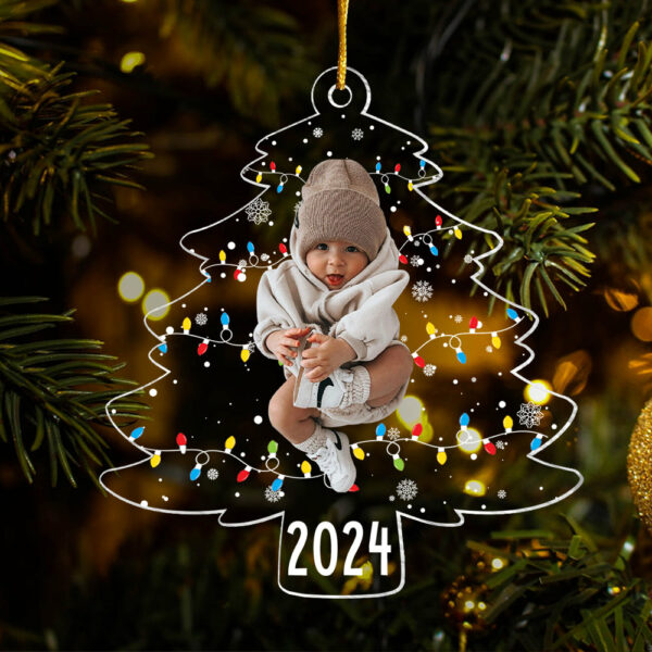 Custom Photo On Christmas Tree Lights - Personalized Acrylic Family Photo Ornament - Image 2