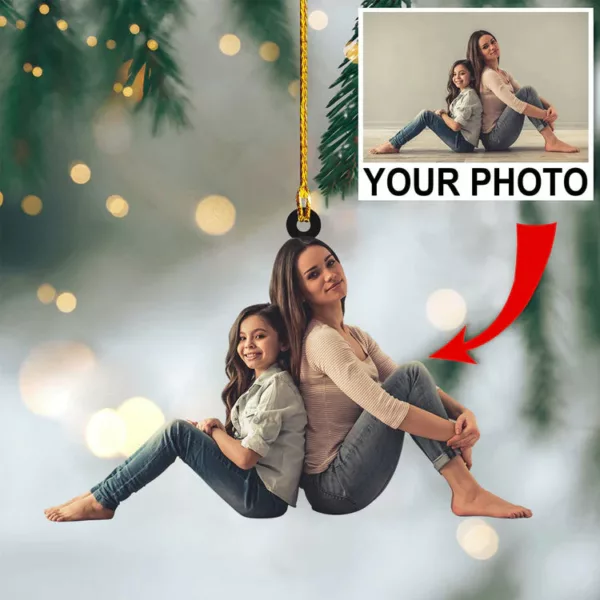 Custom Photo Ornament Christmas Mom and Daughter Gift for Family - Image 3