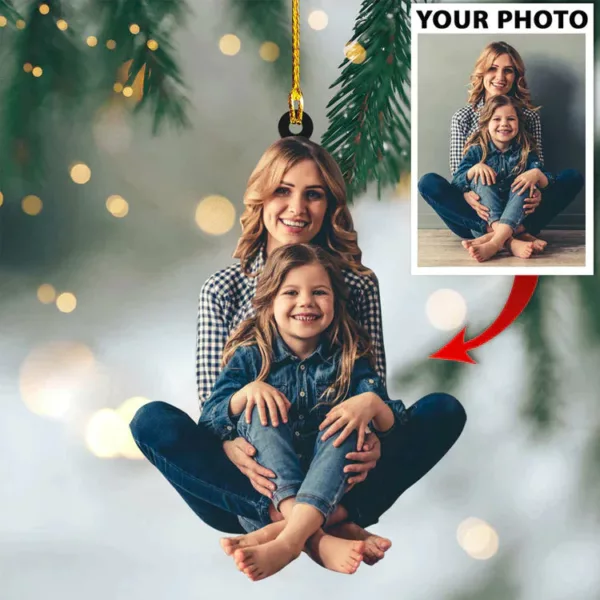 Custom Photo Ornament Christmas Mom and Daughter Gift for Family - Image 2