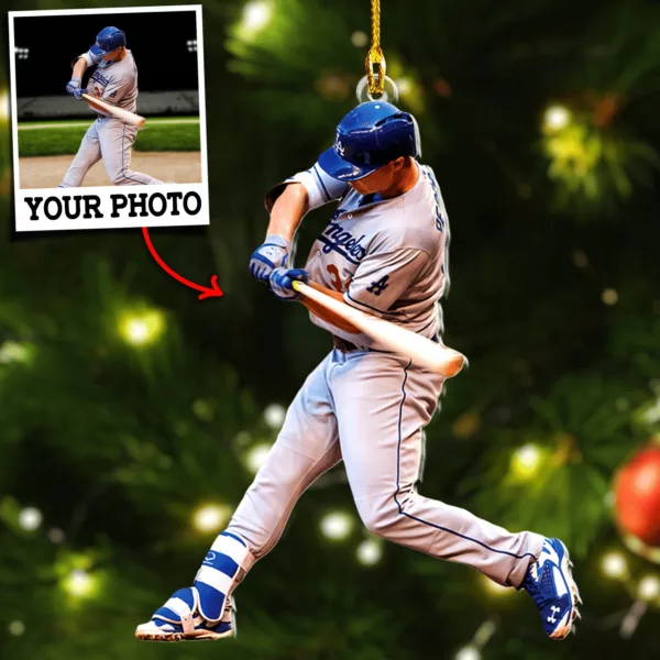 Custom Photo Ornament Gift For Baseball Player - Personalized Photo Ornament Gift For Baseball Lovers - Baseball Team Ornament - Image 2