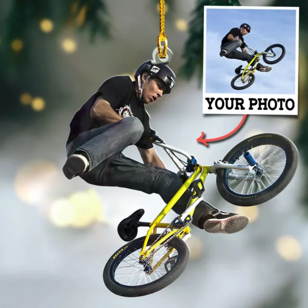Custom Photo Ornament Gift For Bmx Riders - Personalized Photo Ornament Gift For Bmx Riders - Image 3