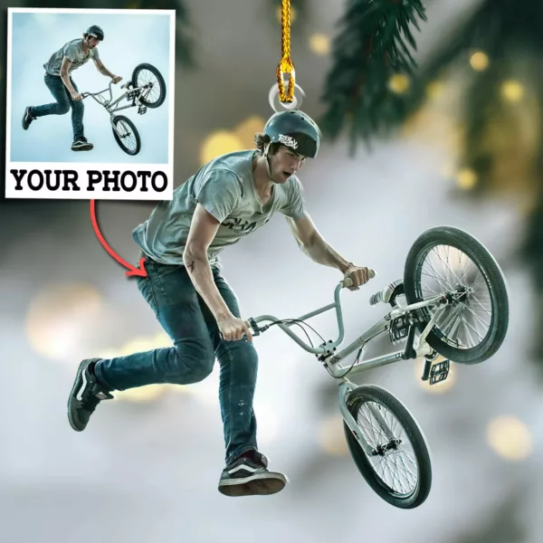 Custom Photo Ornament Gift For Bmx Riders - Personalized Photo Ornament Gift For Bmx Riders - Image 2