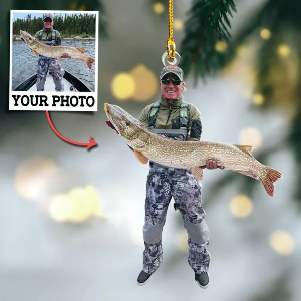 Custom Photo Ornament Gift For Fishing Lovers - Custom Upload Photo Fisherman - Fishing Christmas Ornaments - Image 4