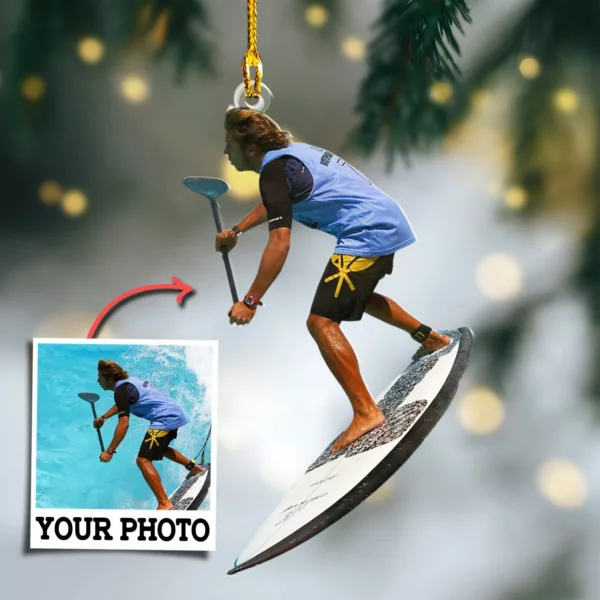 Custom Photo Ornament Gift For Player Surfboard - Personalized Acrylic Ornament For Surfboard Lovers - Image 2