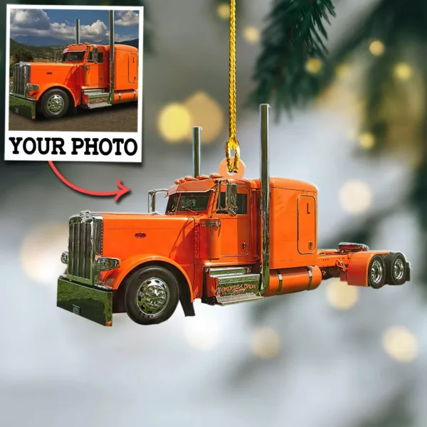 Custom Photo Ornament Gift For Trucker - Personalized Photo Ornament Gift For Truck Car Lovers - Image 3