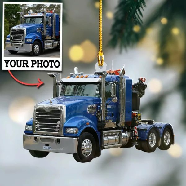 Custom Photo Ornament Gift For Trucker - Personalized Photo Ornament Gift For Truck Car Lovers - Image 2