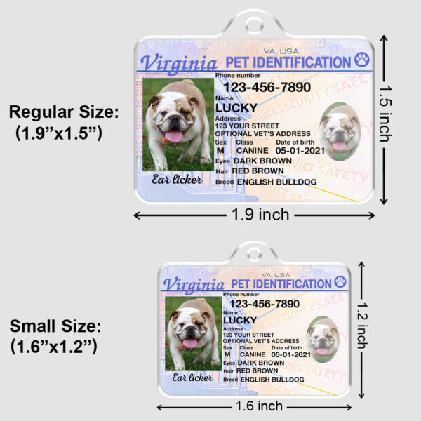 Custom Photo Pet ID Tags - Drivers License - Virginia - Image 6