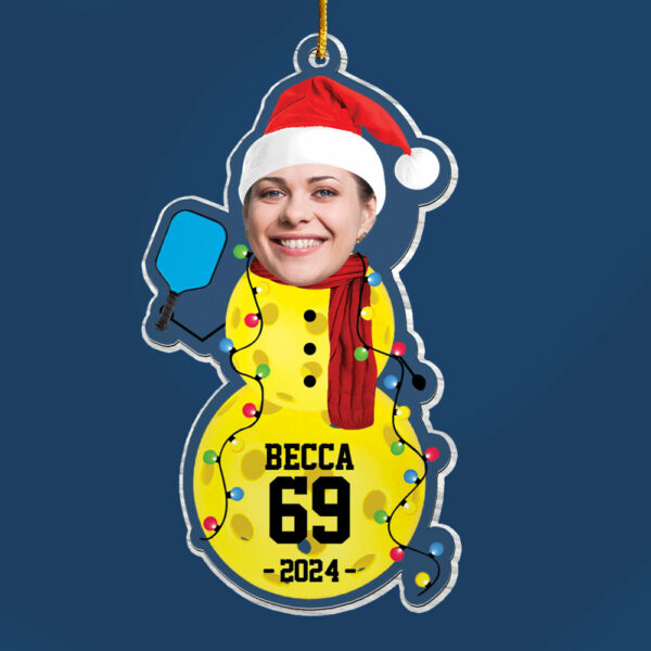Custom Photo Pickleball Snowman Ornament - Gifts For Players, Team, Boys - Personalized Acrylic Ornament - Image 4